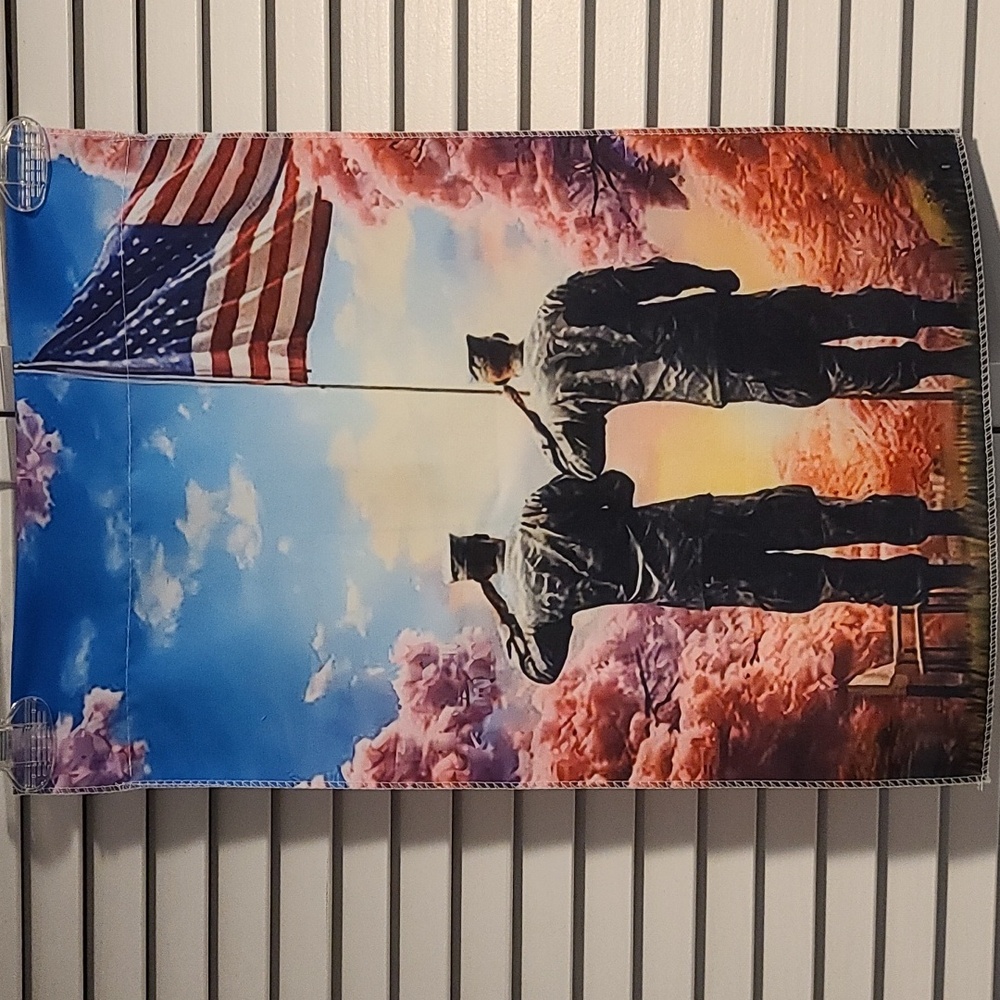SALUTE to USA flag welcome sign yard, garden sign flag NWT